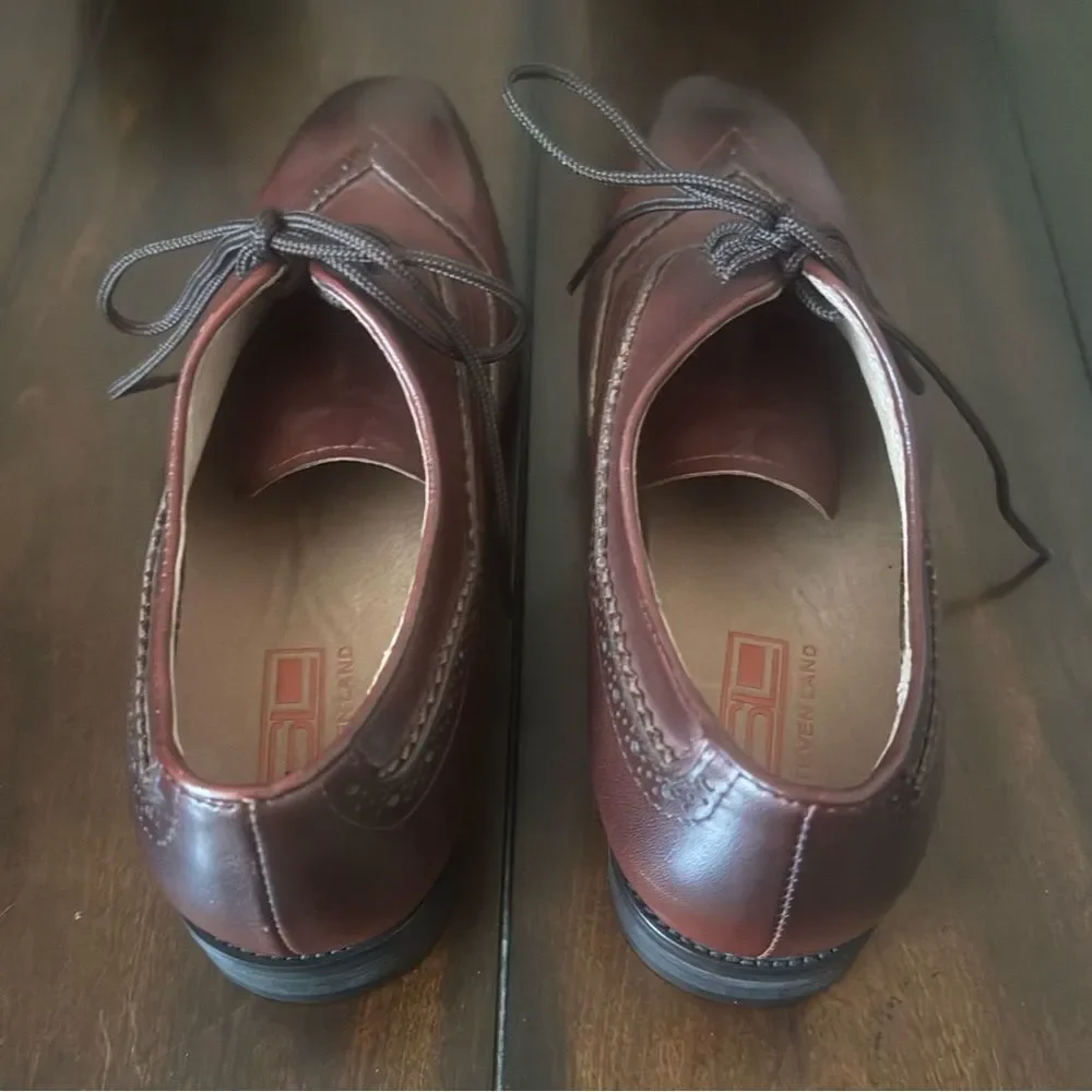 NWOT Steven Land Mens Leather Oxford Dress Shoes Size 8.5 Brick Red Lace-Up